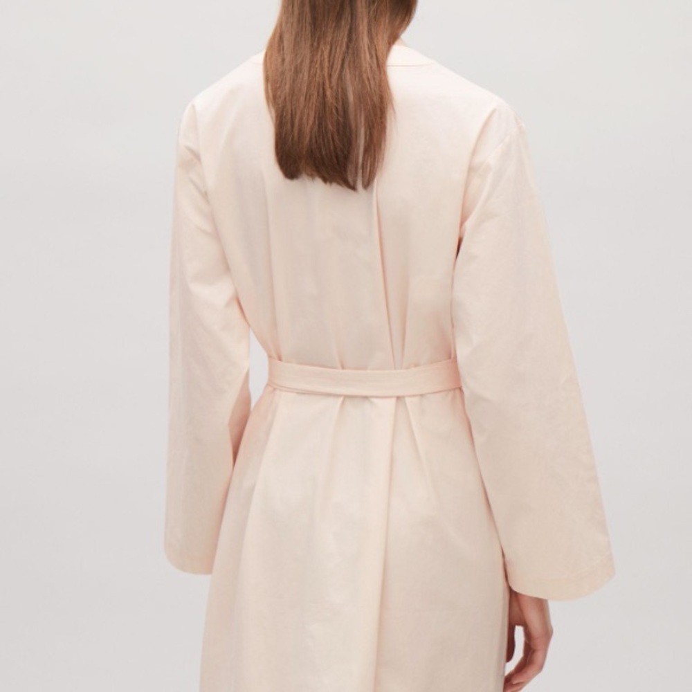 Cotton poplin robe shirt dress in pale blush